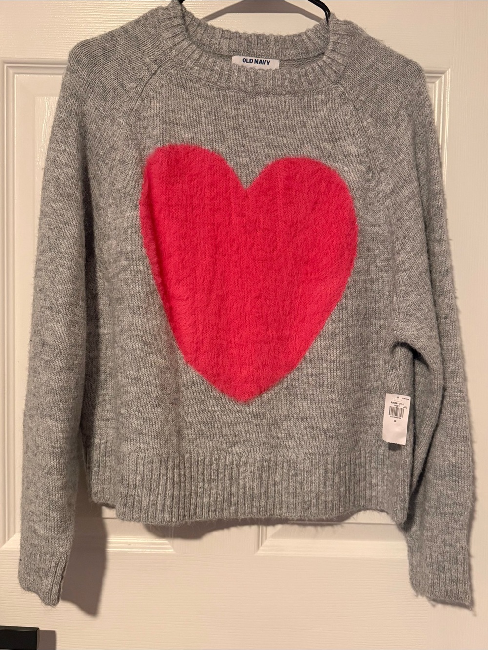 Old Navy Gray Sweater with Red Heart Graphic